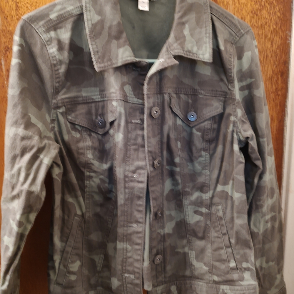 Style & Co. Women's Camo Jean Jacket - Green/Brown